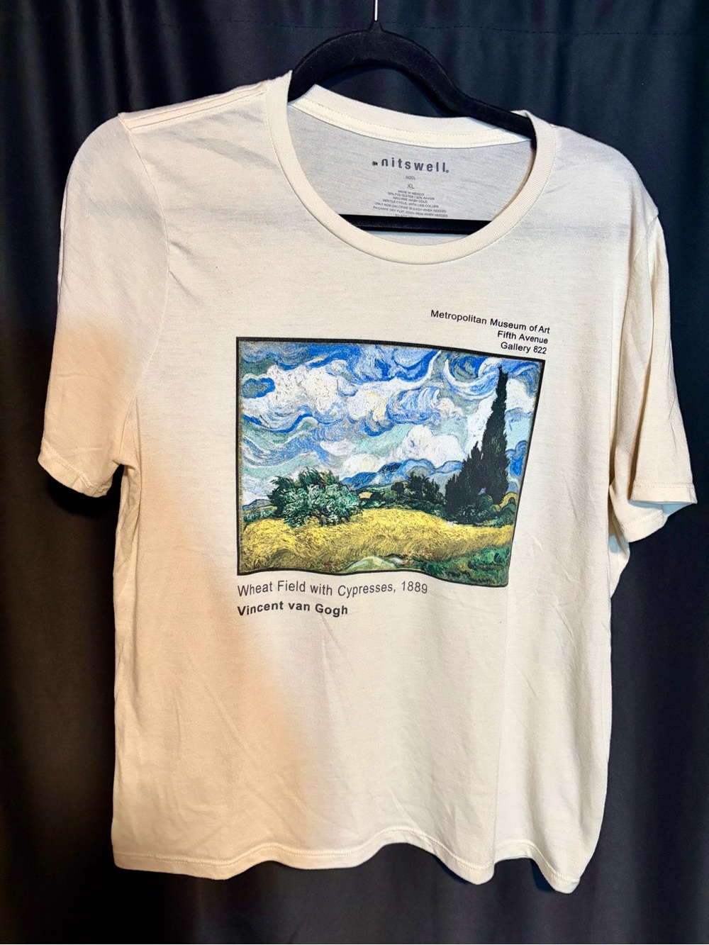 Nitswell Vincent van Gogh 'Wheat Field with Cypresses' Graphic Tee - Cream